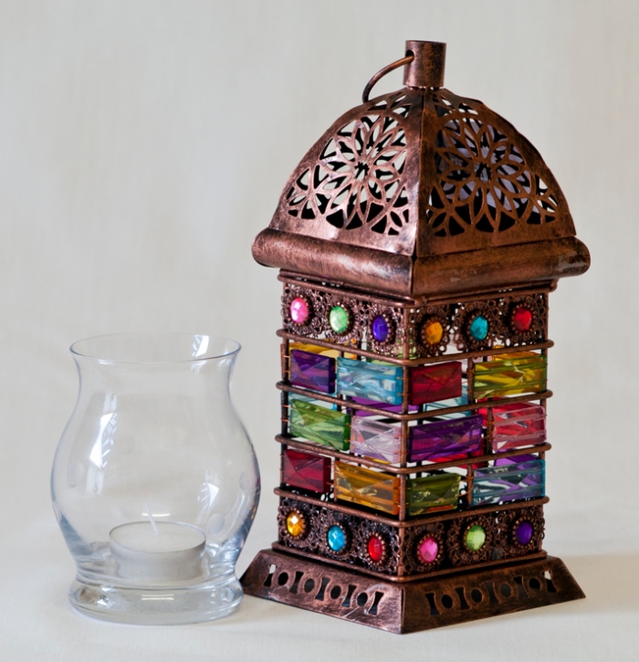 Image showing beautifully coloured Moroccan-style candle lantern